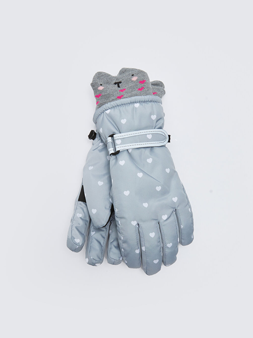 Heart Printed Girl Snow Gloves