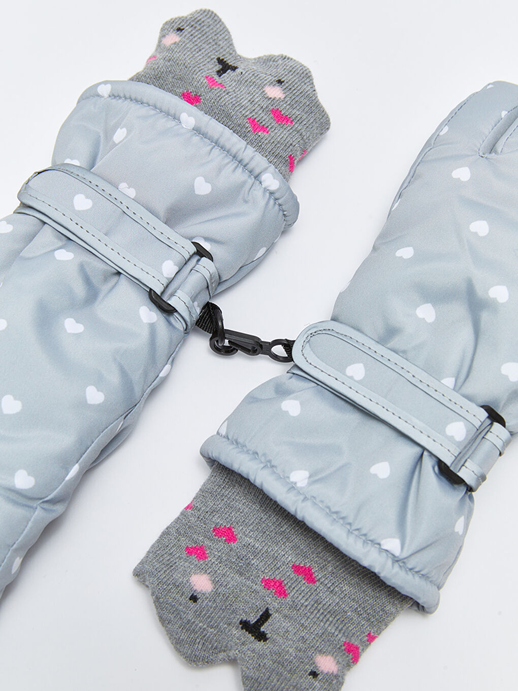 Heart Printed Girl Snow Gloves-2