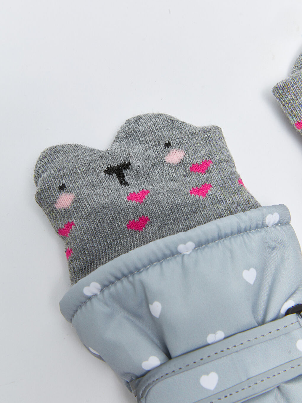 Heart Printed Girl Snow Gloves-4