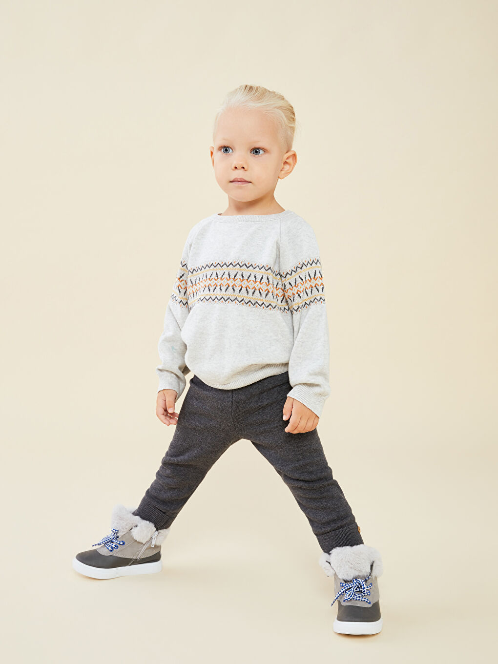 Комплект Джемпер и Брюки Трикотажные для Малыша Мальчика с Круглым Вырезом, С Длинным Рукавом и Принтом, 2 шт.