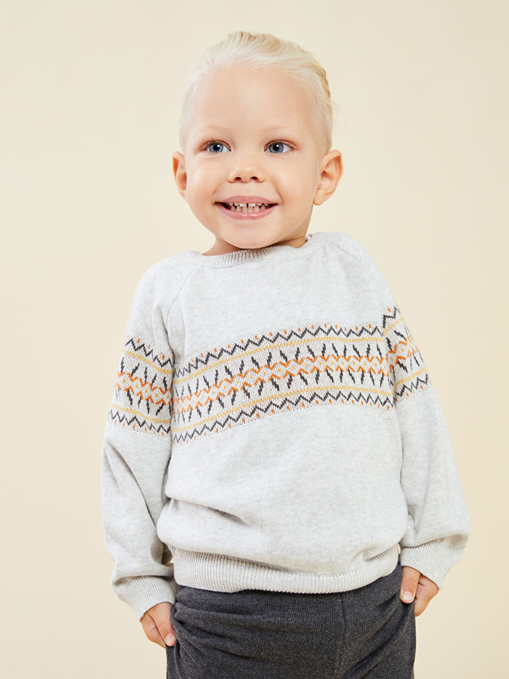 Комплект Джемпер и Брюки Трикотажные для Малыша Мальчика с Круглым Вырезом, С Длинным Рукавом и Принтом, 2 шт.-3