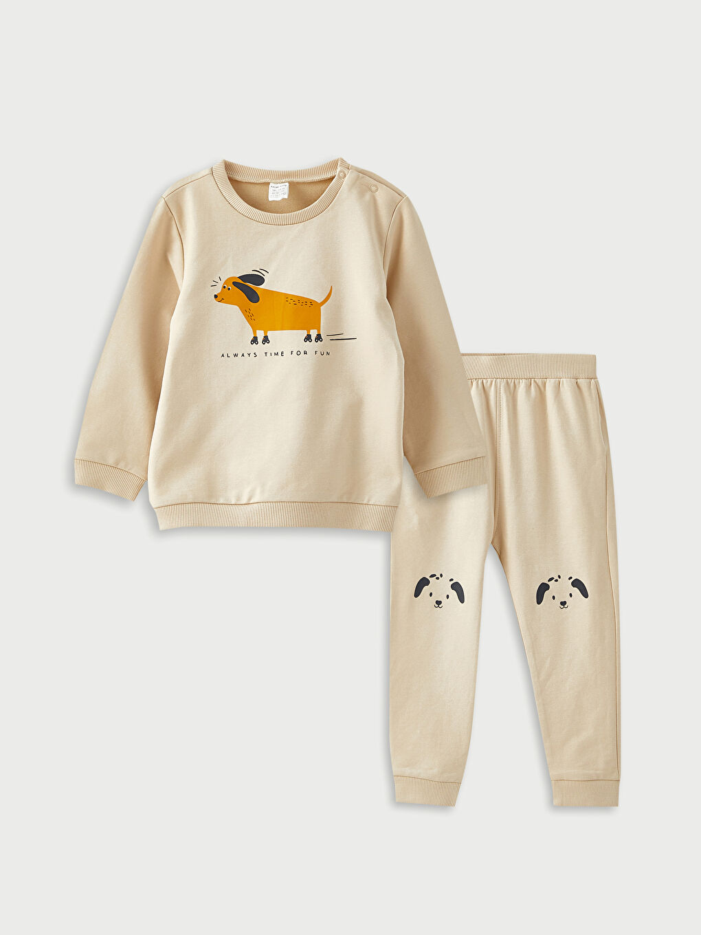 Crew Neck Long Sleeve Printed Baby Boys' Sweatshirt and Pants 2 Pack Set