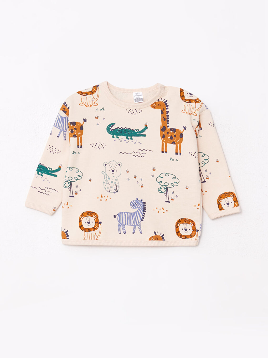 Sarı Bisiklet Yaka Uzun Kollu Baskılı Erkek Bebek Sweatshirt 2'li-1