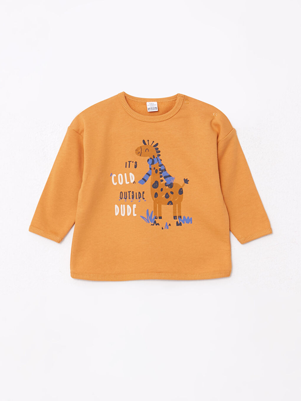 Sarı Bisiklet Yaka Uzun Kollu Baskılı Erkek Bebek Sweatshirt 2'li-2