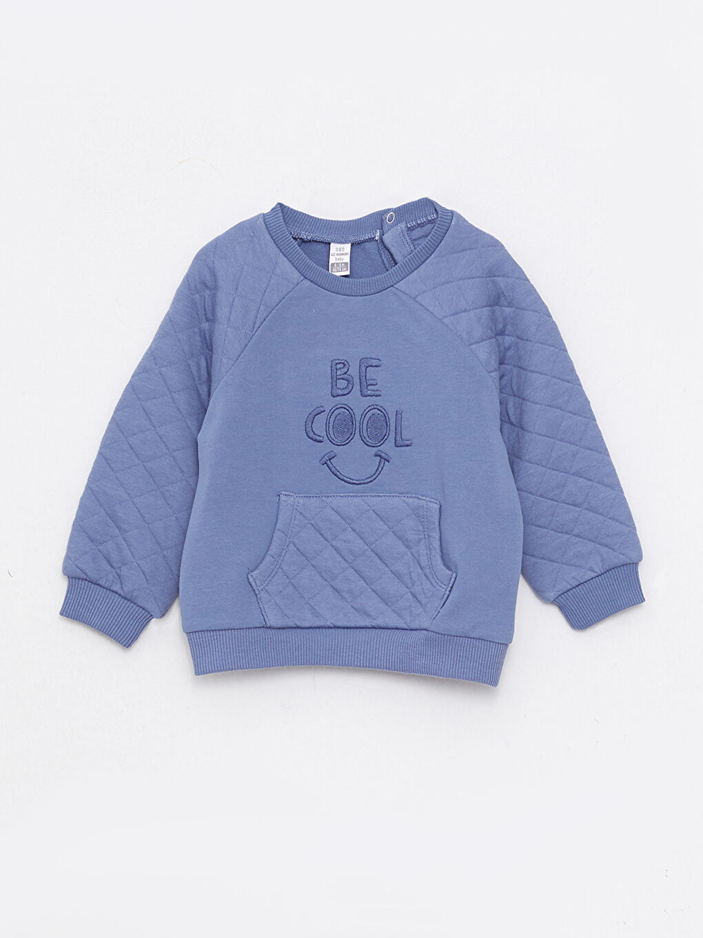 Mavi Bisiklet Yaka Uzun Kollu Nakış Detaylı Erkek Bebek Sweatshirt ve Eşofman Alt 2'li Takım-4