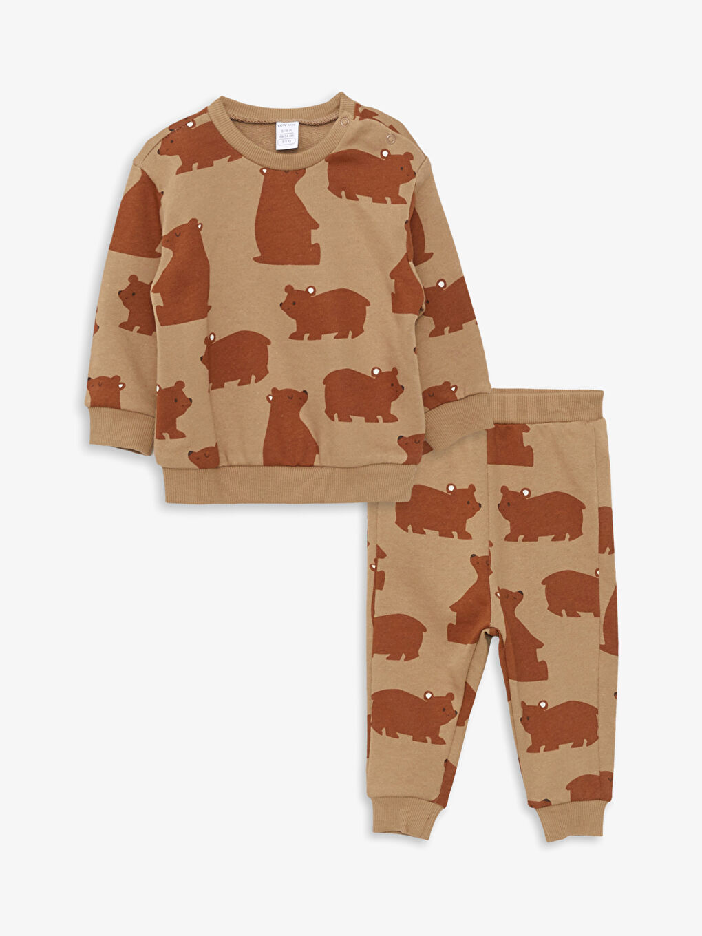 Crew Neck Long Sleeve Printed Cotton Baby Boy Sweatshirt and Trousers 2-Pack Set