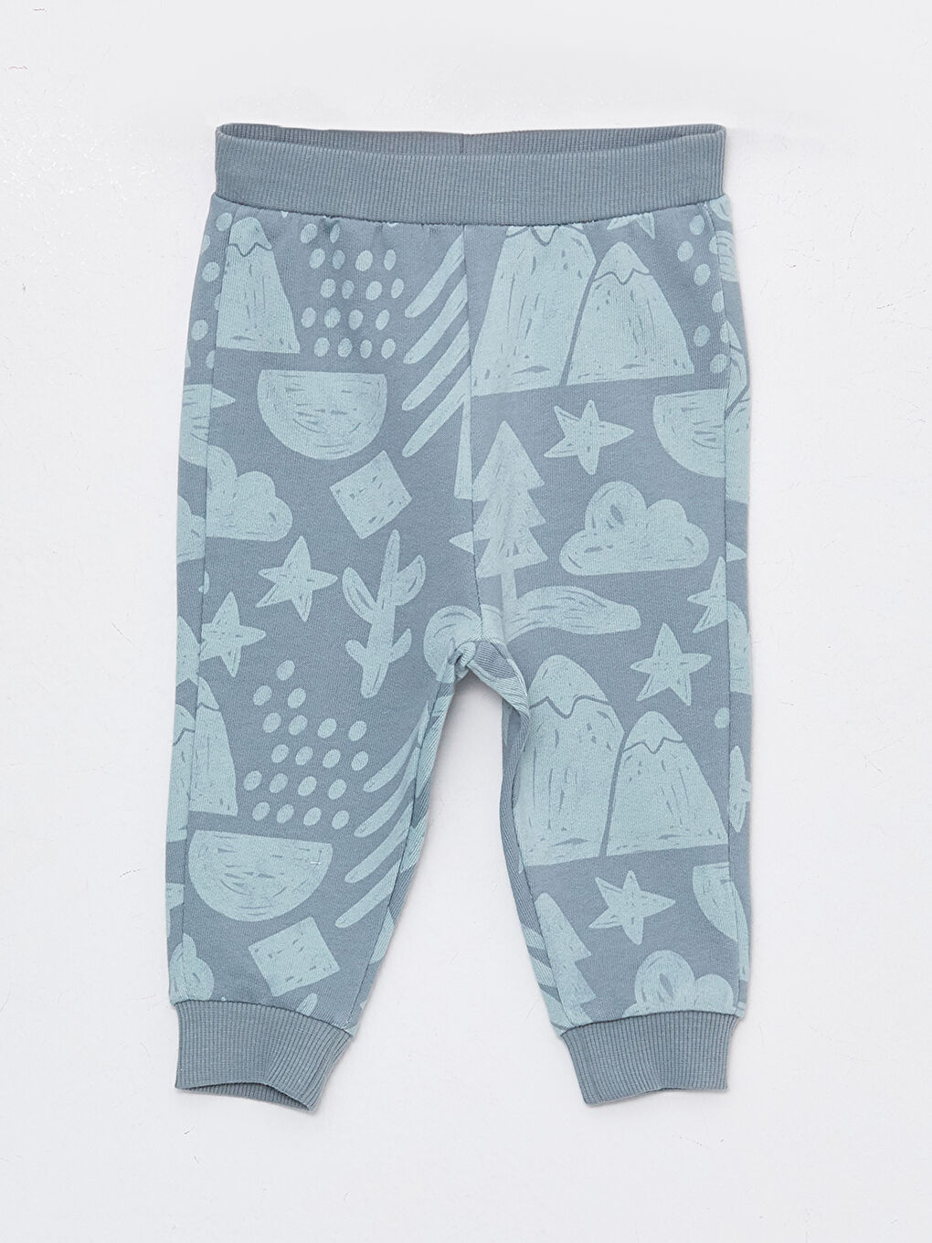 Mavi Bisiklet Yaka Uzun Kollu Baskılı Pamuklu Erkek Bebek Sweatshirt ve Pantolon 2'li Takım-2