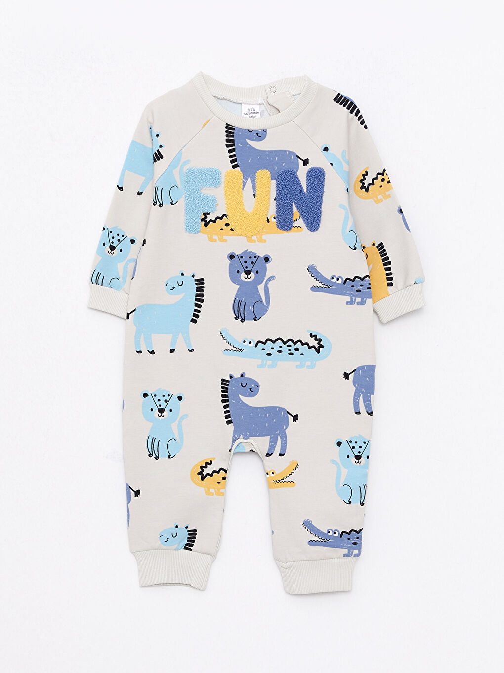 Crew Neck Long Sleeve Printed Baby Boys' Jumpsuit