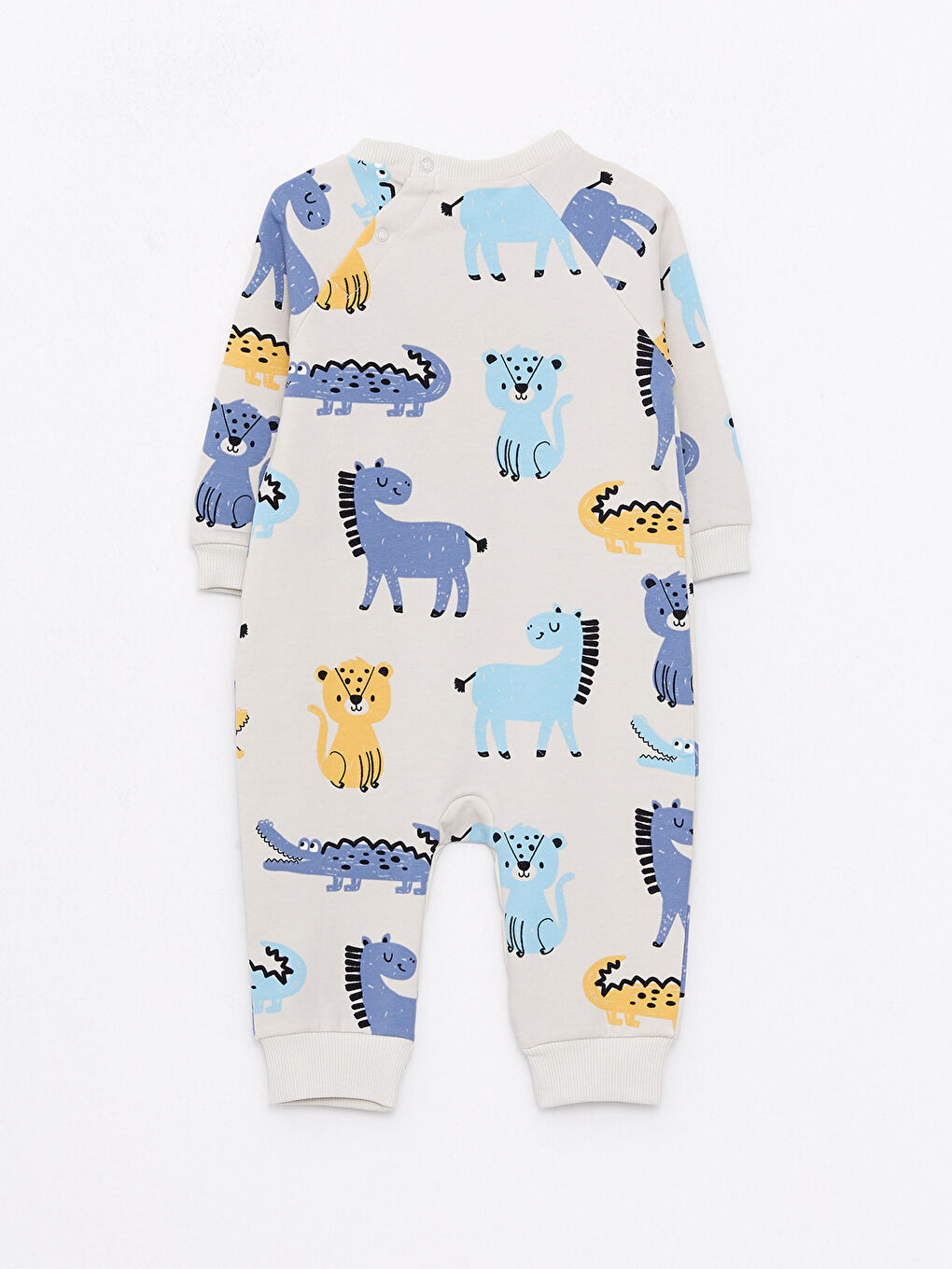 Crew Neck Long Sleeve Printed Baby Boys' Jumpsuit-1