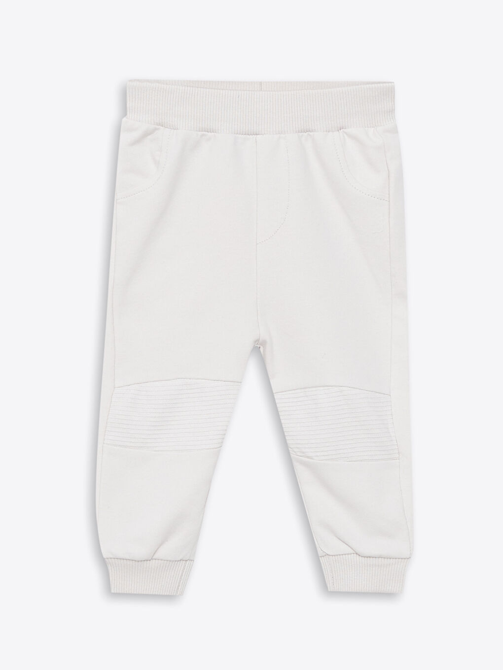Bej Beli Lastikli Basic Pamuklu Erkek Bebek Pantolon 2'li-2