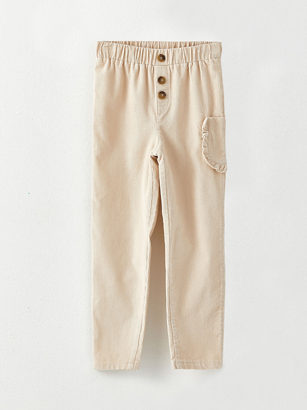 LCW Kids Elastic Waist Basic Velvet Girl Trousers -W27197Z4-FUK