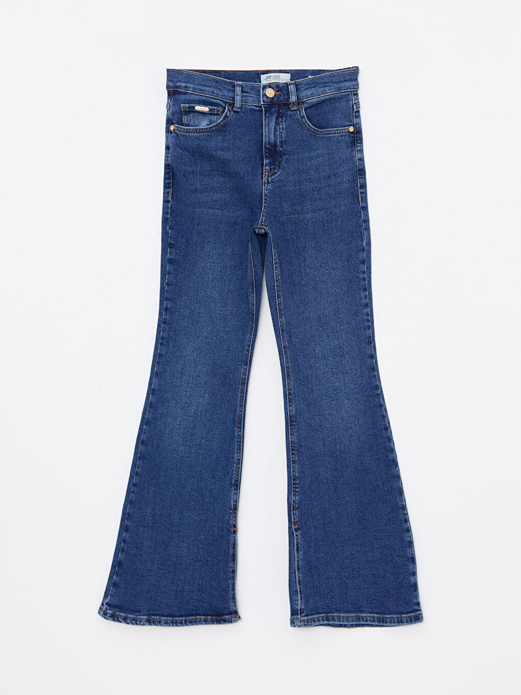 LCW Jeans Orta İndigo Rodeo Yüksek Bel Mars Flare Kadın Jean Pantolon - 5