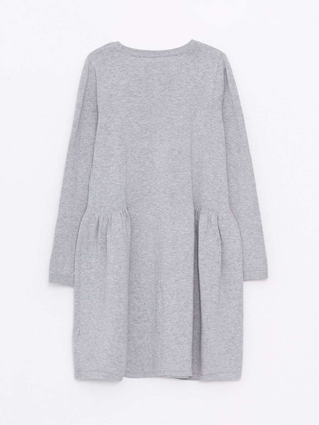 Crew Neck Patterned Long Sleeve Girl Tricot Dress-1