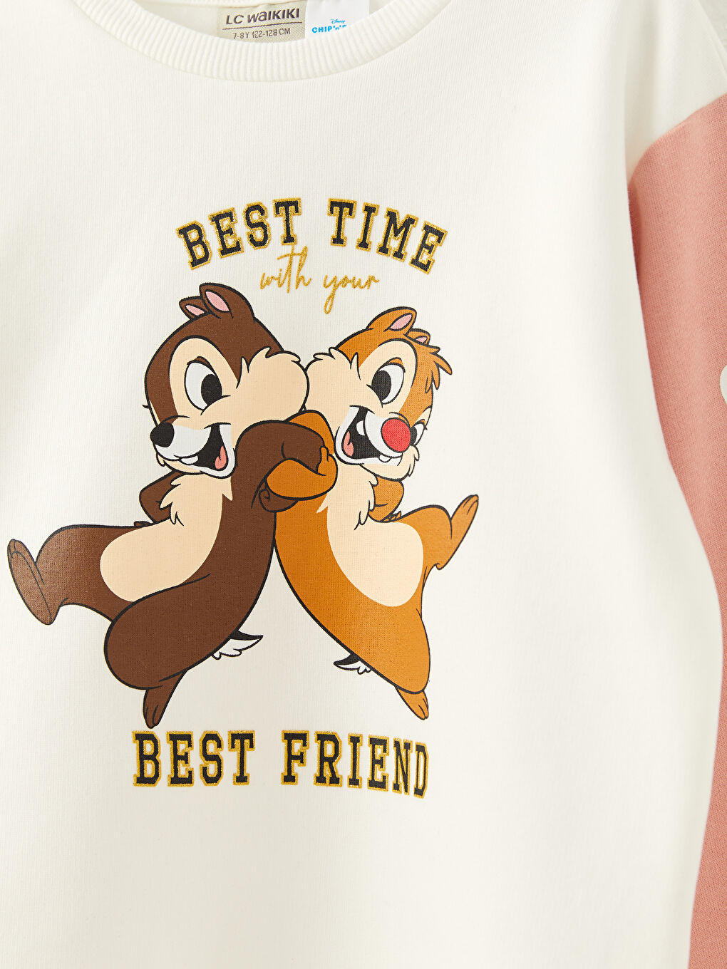 LCW Kids Ekru Bisiklet Yaka Chip'n Dale Baskılı Uzun Kollu Kız Çocuk Sweatshirt - 2