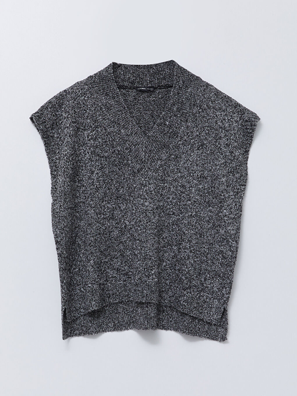 سترة فيست تريكو بياقة على شكل حرف V سادة للسيدات-5