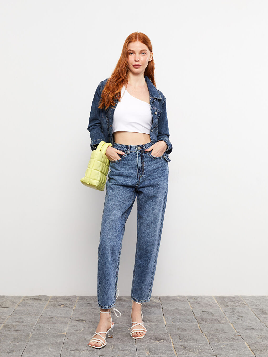 High Waisted Mom Fit Regular Pocket Detailed Women's Rodeo Denim Trousers