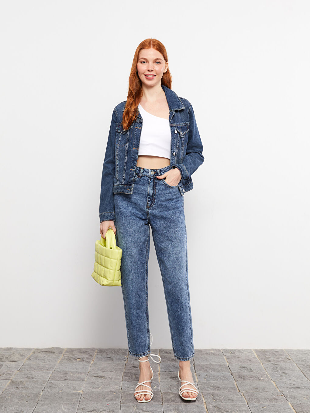 High Waisted Mom Fit Regular Pocket Detailed Women's Rodeo Denim Trousers-1