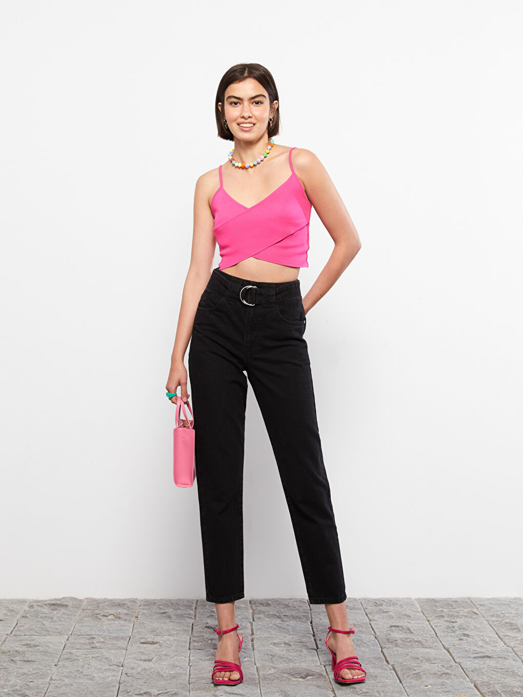 High Waisted Mom Fit Regular Pocket Detailed Women's Rodeo Denim Trousers-2