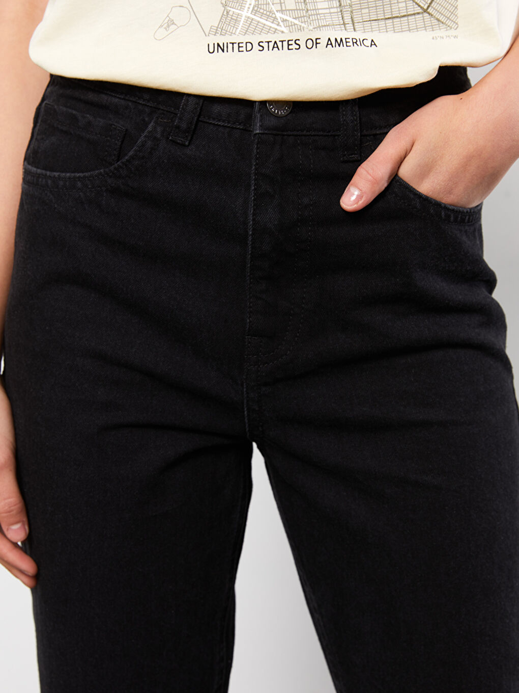LCW Jeans High Waisted Mom Fit Regular Pocket Detailed Women's Rodeo Denim Trousers -W27317Z8-327