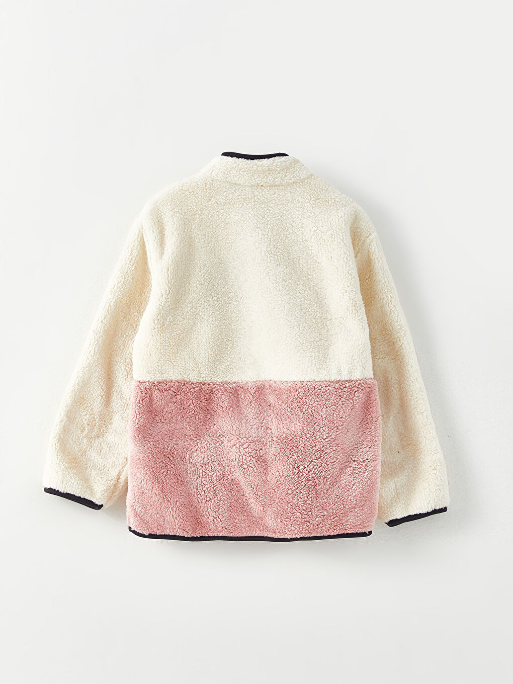 Dik Yaka Mickey Mouse Nakışlı Uzun Kollu Pelüş Kız Çocuk Fermuarlı Hırka-1