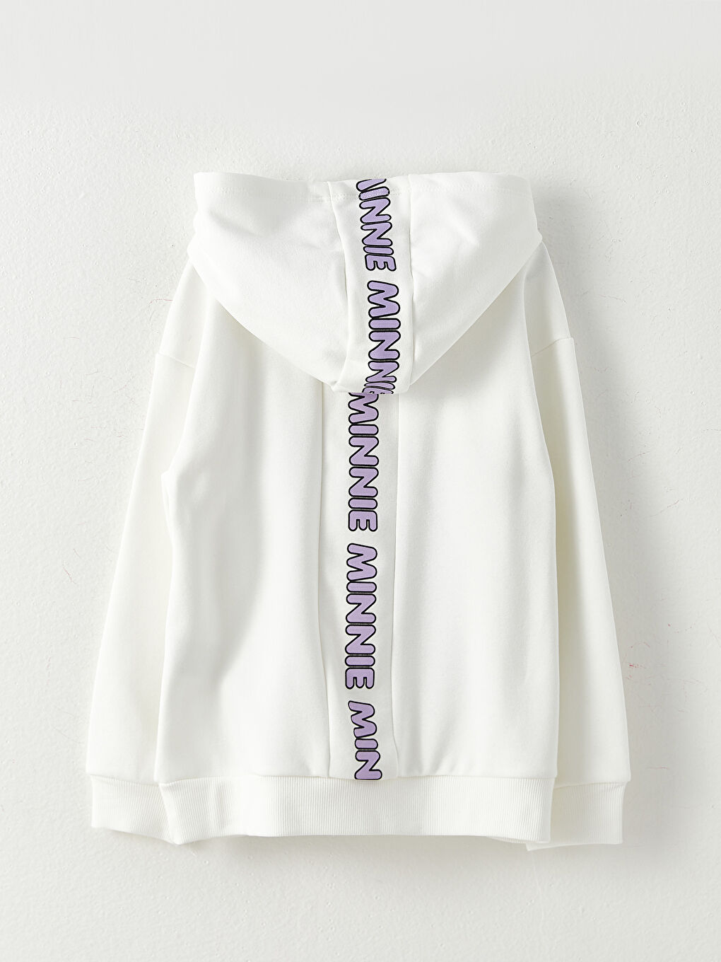 Ekru Kapüşonlu Minnie Mouse Baskılı Uzun Kollu Kız Çocuk Sweatshirt-1