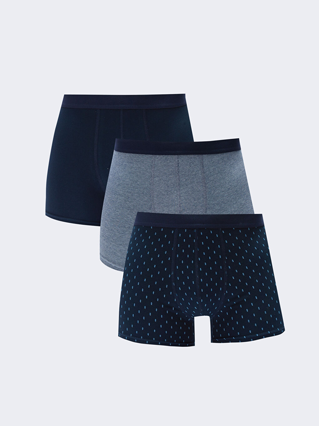 سراويل بوكسر قطن مطاطي بقصة عادية للرجال - ٣ قطع