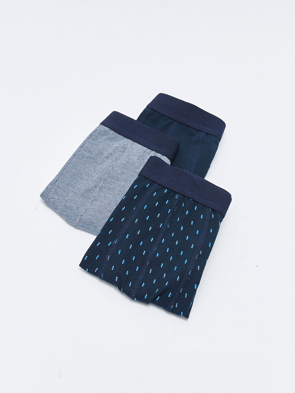 سراويل بوكسر قطن مطاطي بقصة عادية للرجال - ٣ قطع-1