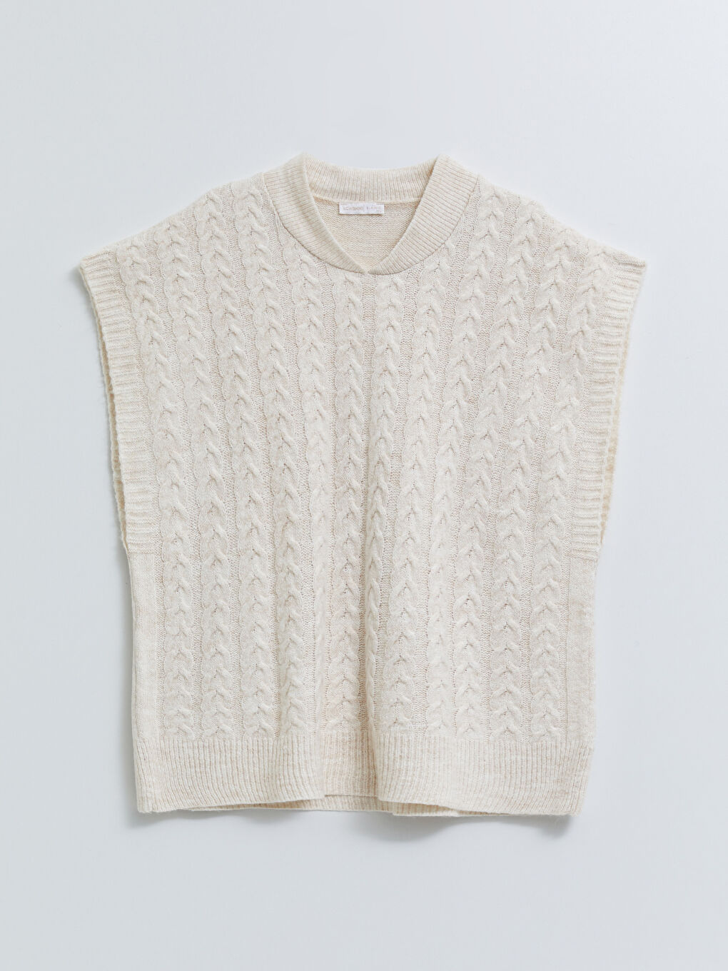 LCWAIKIKI Basic College Neck Self Patterned Women's Tricot Sweater -W27378Z8-R9J