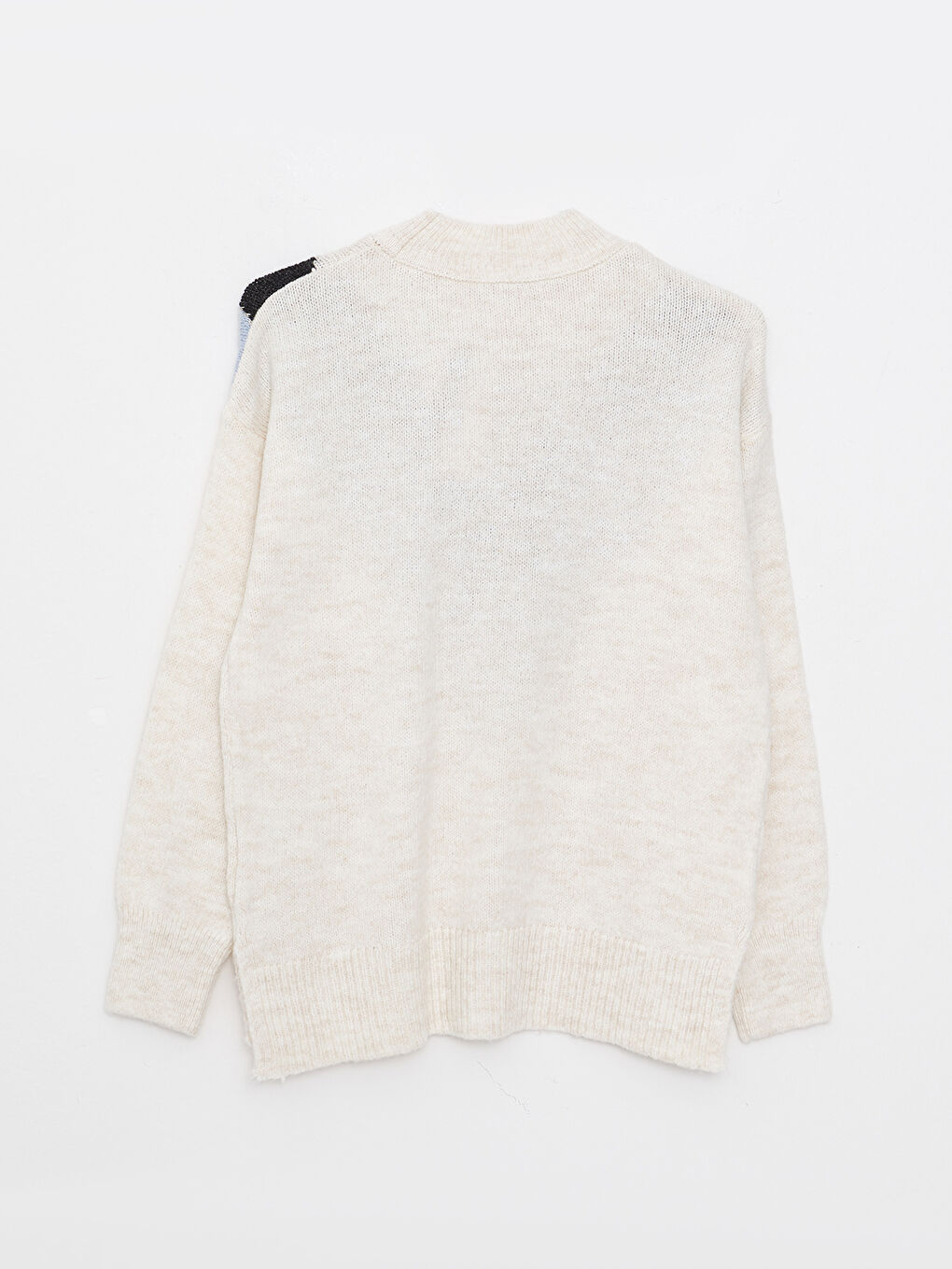 Pulover Tricotat cu Guler Înalt Fals, Cu Model, Mânecă Lungă, pentru Femei-7