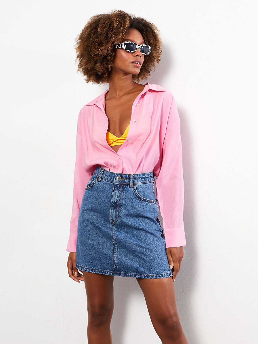 تنورة جينز عادية للسيدات-1