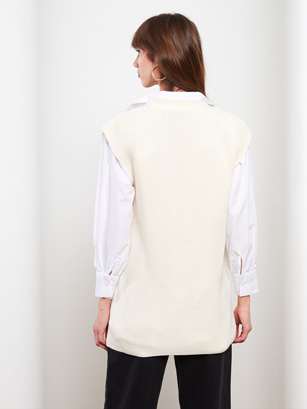 LCWAIKIKI Basic V-Ausschnitt Damen Strickweste -W27417Z8-R9J