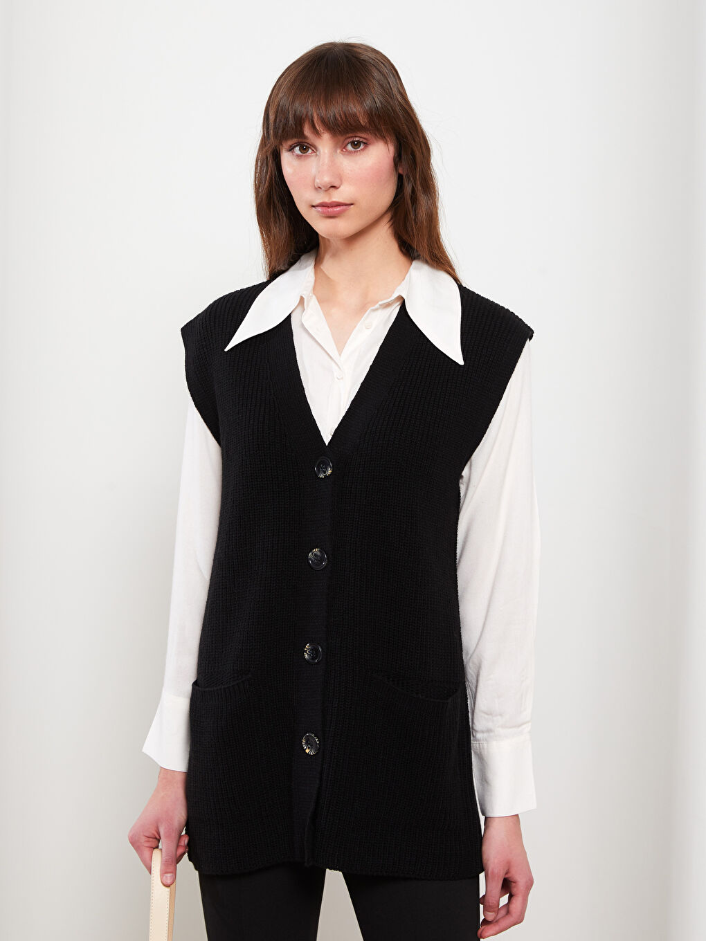 V Neck Women's Knitwear Waistcoat-1