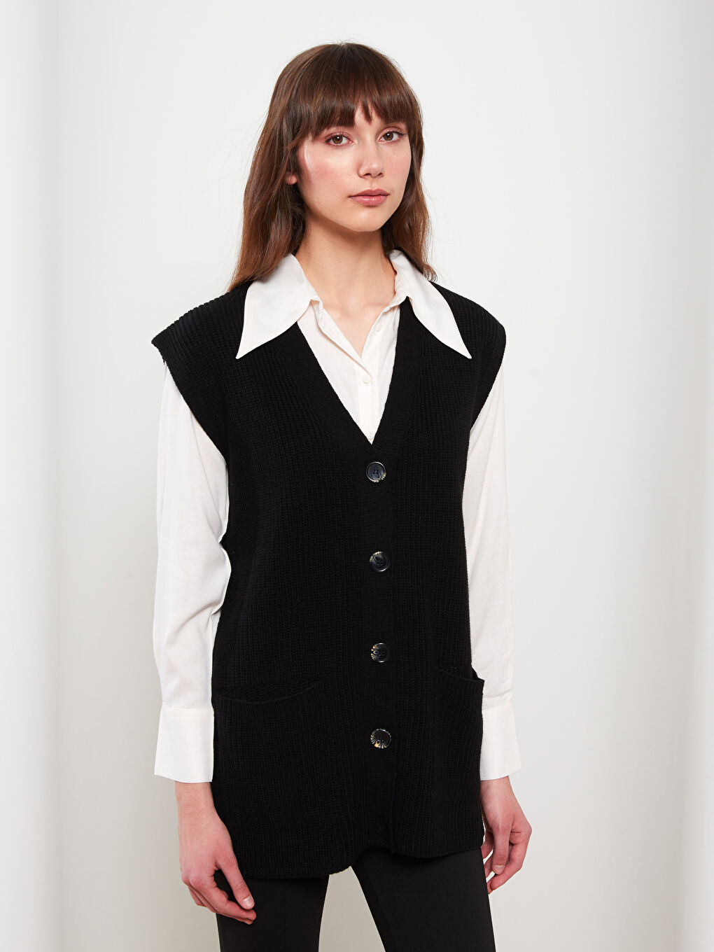 V Neck Women's Knitwear Waistcoat-2