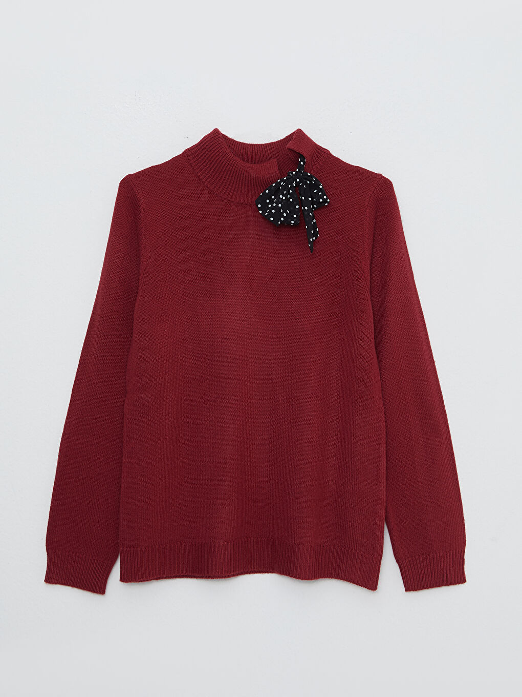 ჰალსტუხიანი საყელო სწორი გრძელმკლავიანი ქალებისთვის ტრიკოტაჟის სვიტერი-5