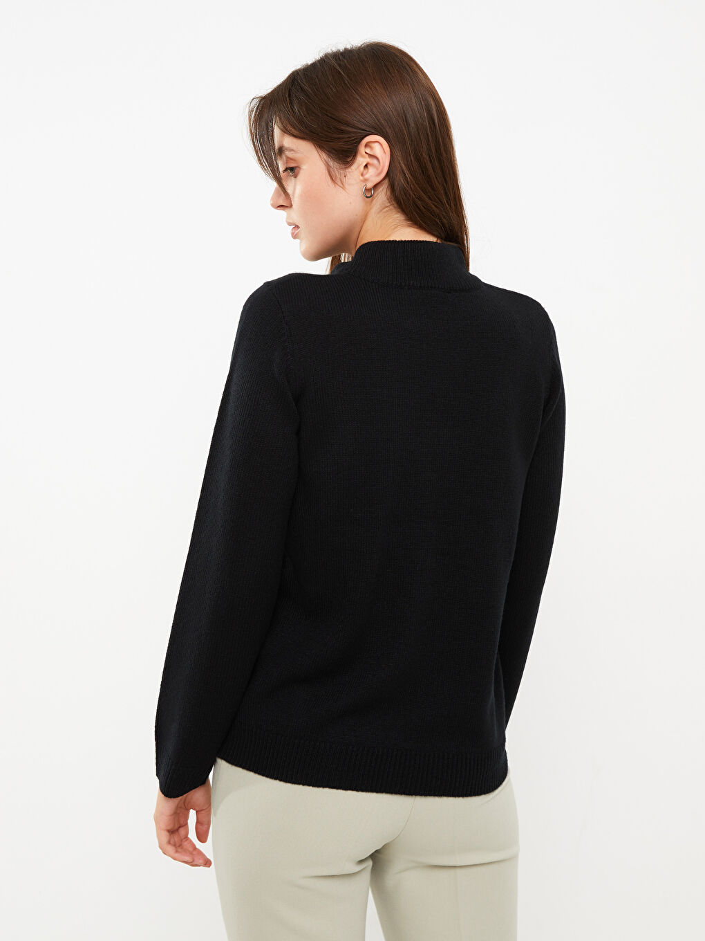 Tie Collar Straight Long Sleeve Women's Knitwear Sweater -W27419Z8-CVL
