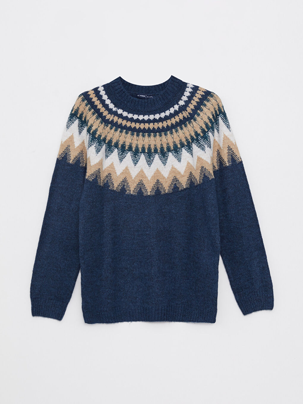 سترة تريكو منقوشة بياقة قمع للسيدات-5