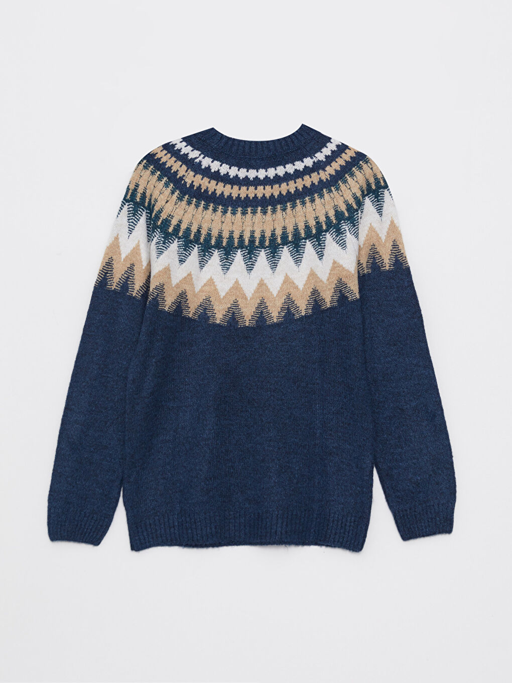 سترة تريكو منقوشة بياقة قمع للسيدات-6