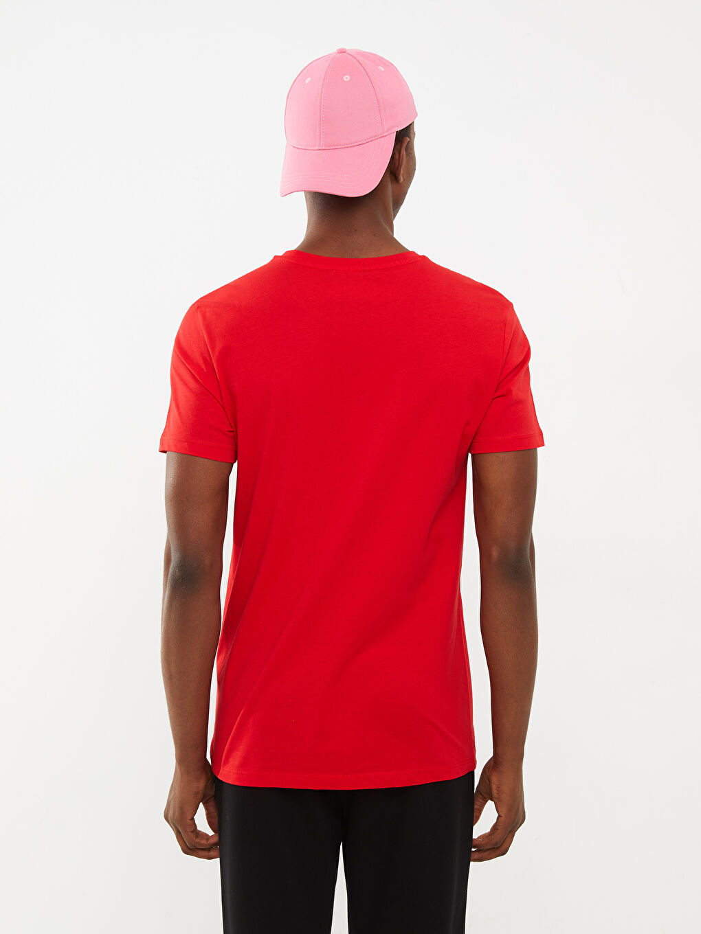 Kırmızı Bisiklet Yaka Kısa Kollu Baskılı Penye Erkek Tişört-4