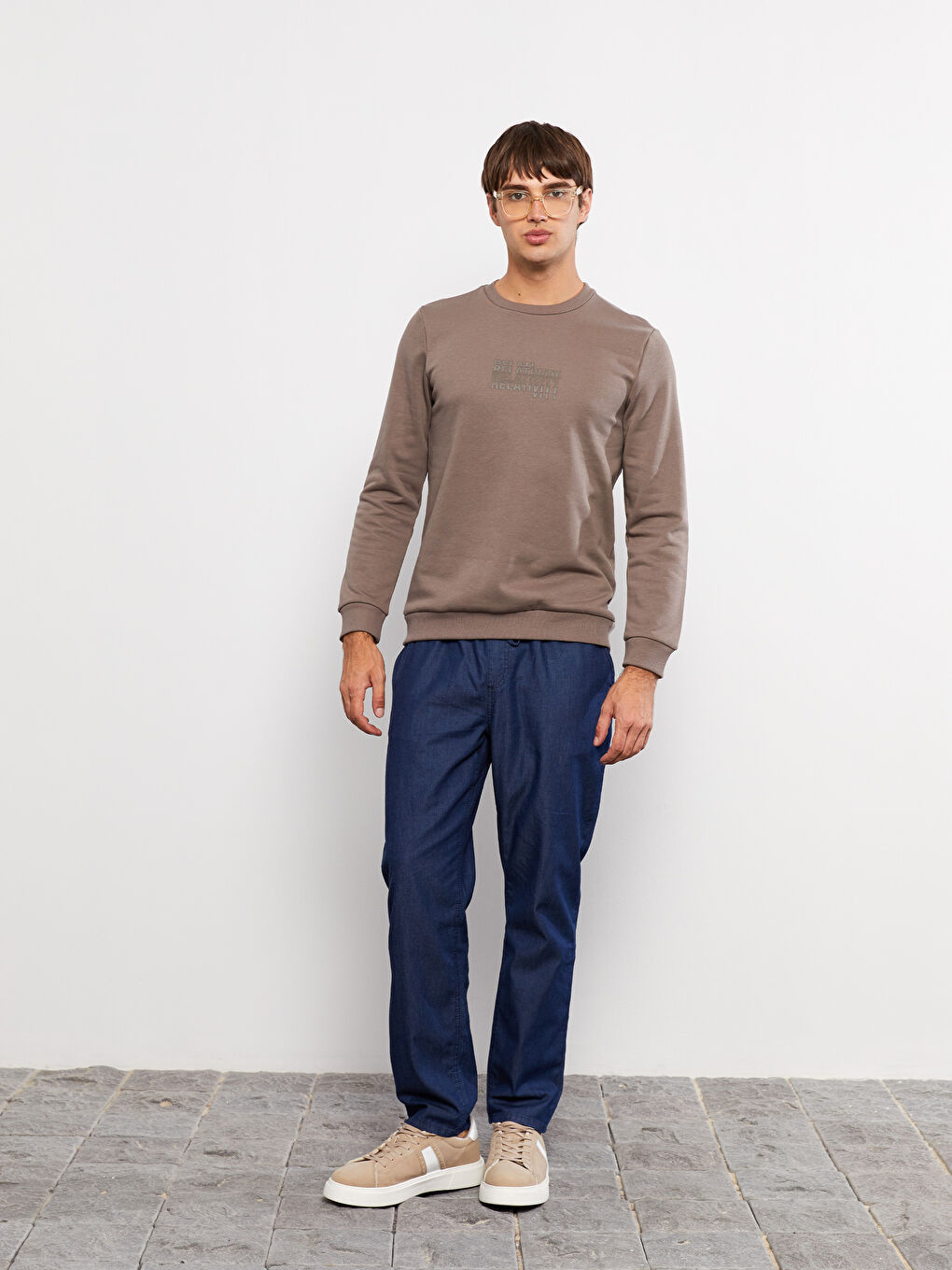 Crew Neck Long Sleeve Men's Thick Sweatshirt