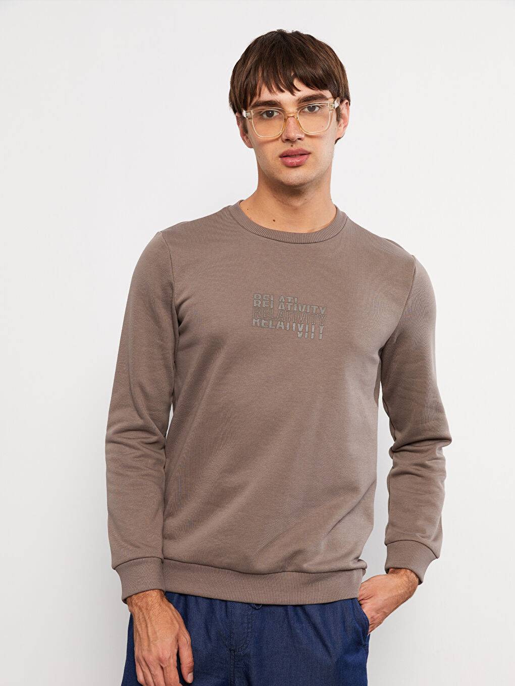 Crew Neck Long Sleeve Men's Thick Sweatshirt-1