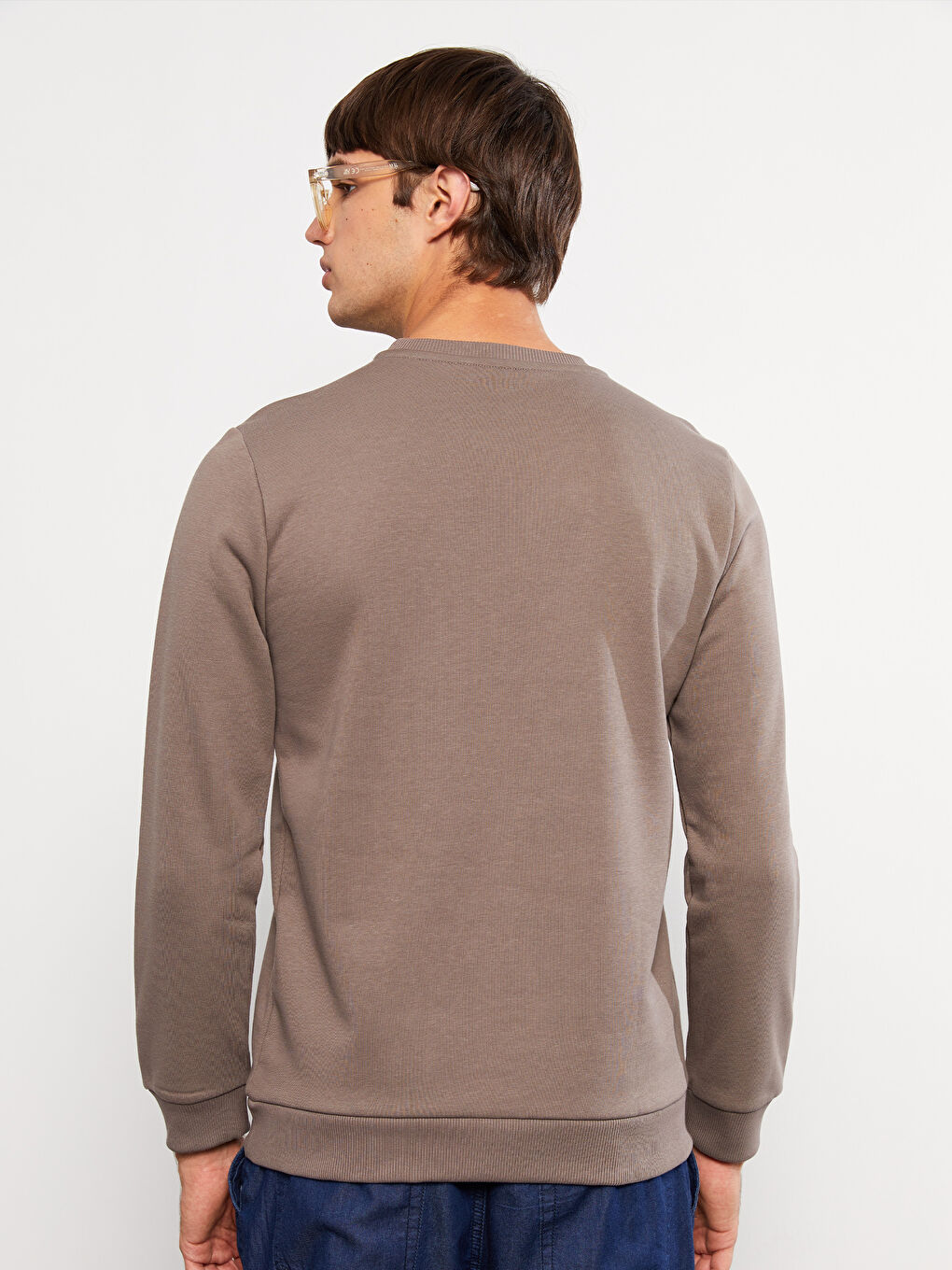 Crew Neck Long Sleeve Men's Thick Sweatshirt-4