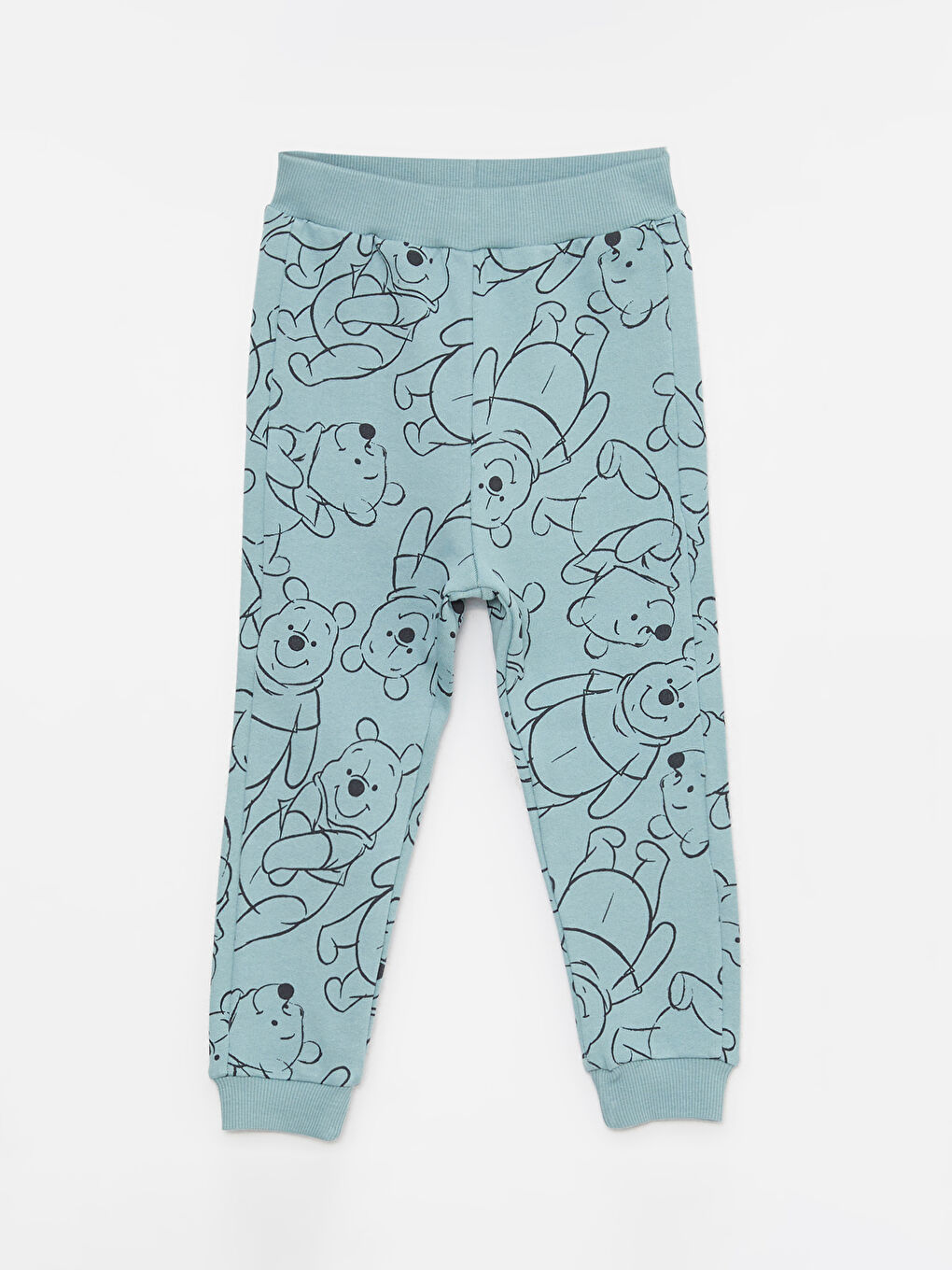 Mavi Bisiklet Yaka Uzun Kollu Winnie the Pooh Baskılı Erkek Bebek Sweatshirt ve Pantolon 2'li Takım-2