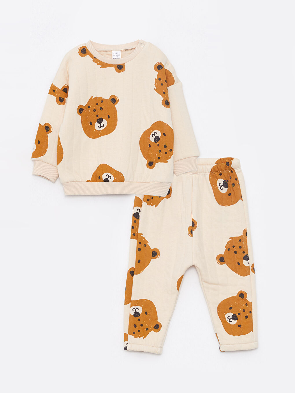 Crew Neck Long Sleeve Printed Baby Boys' Sweatshirt and Pants 2 Pack Set