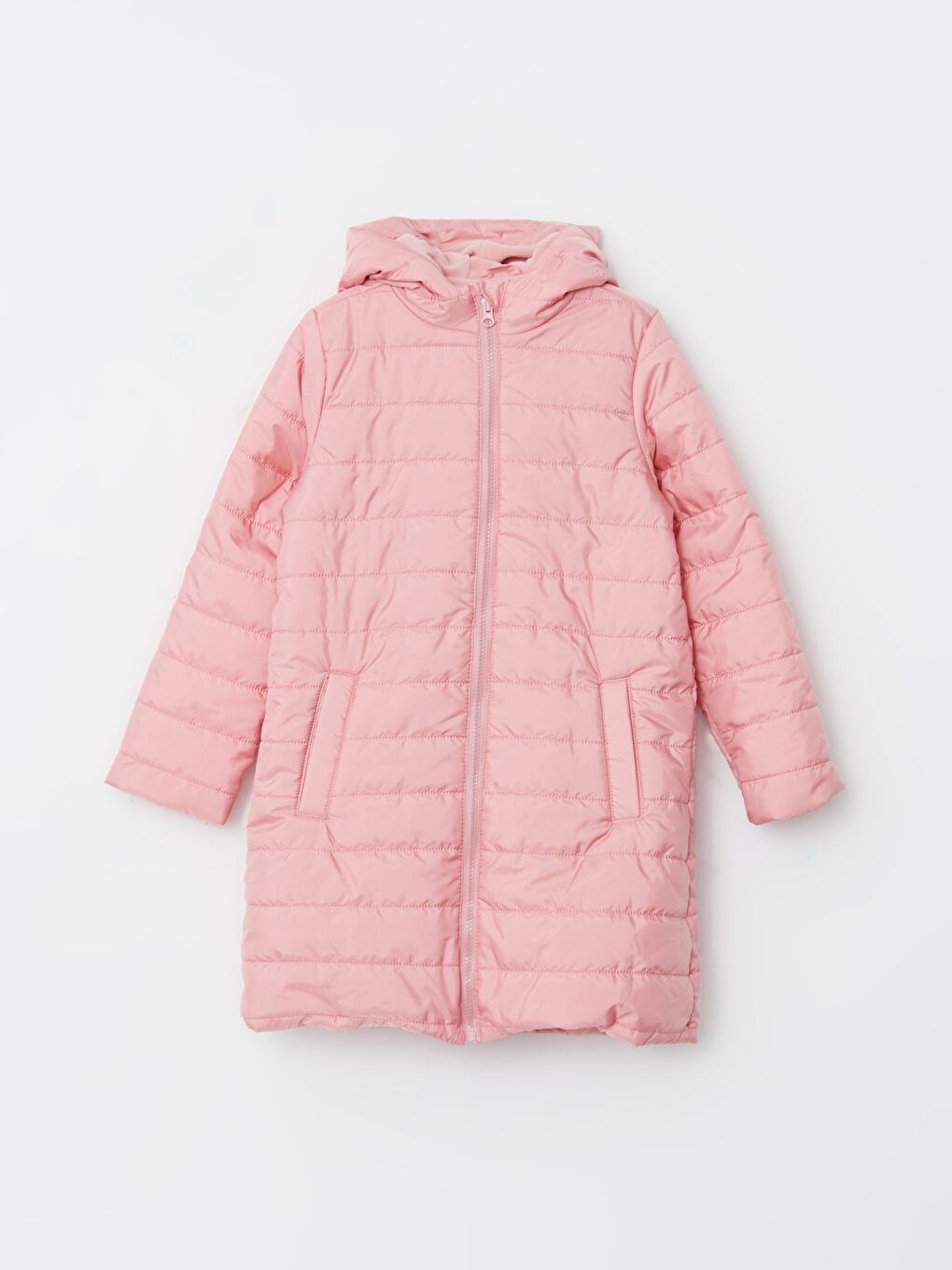 LCW Kids Pembe Kapüşonlu Basic Kız Çocuk Mont