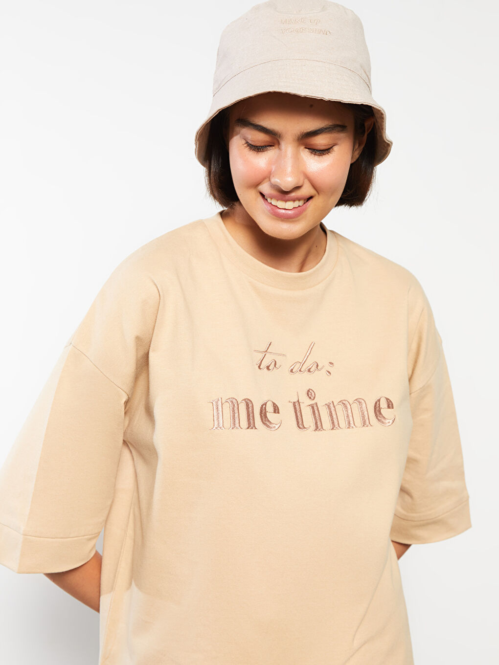 LCW Modest Crew Neck Printed Oversize Cotton Women's Tunic -W27592Z8-FJZ