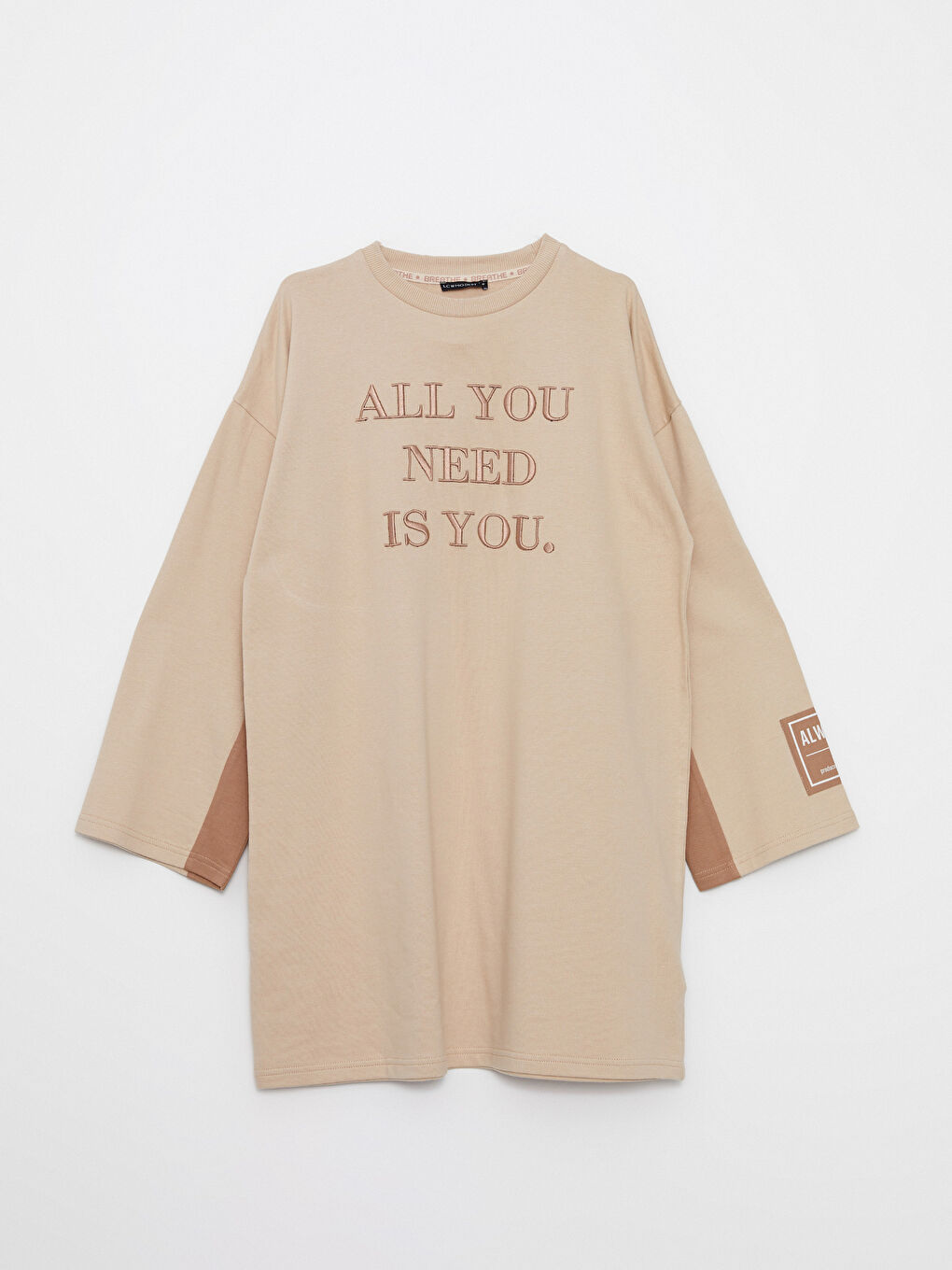 Crew Neck Embroidered Long Sleeve Women's Sweatshirt Tunic-5