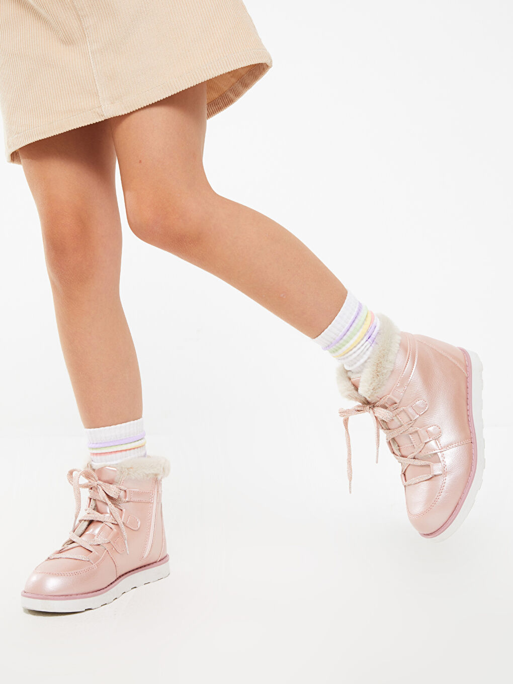 Блестящие ботинки из искусственной кожи для девочек-4