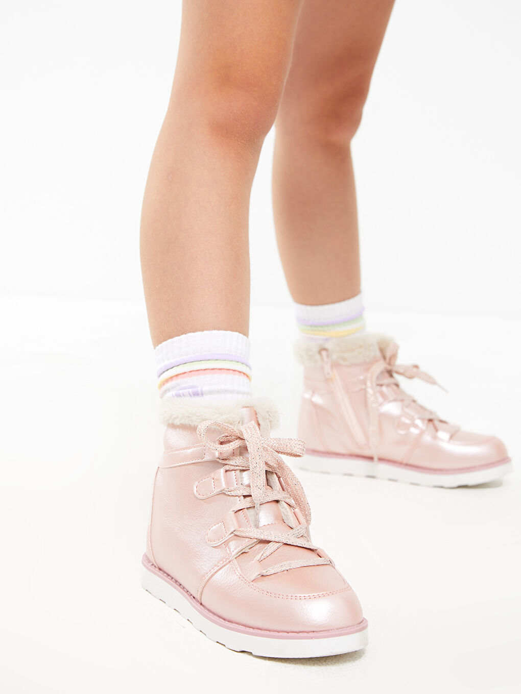 Блестящие ботинки из искусственной кожи для девочек-5