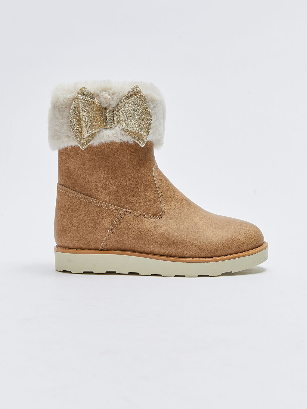 Bej Fiyonk Detaylı Fermuarlı Kız Çocuk Bot-1