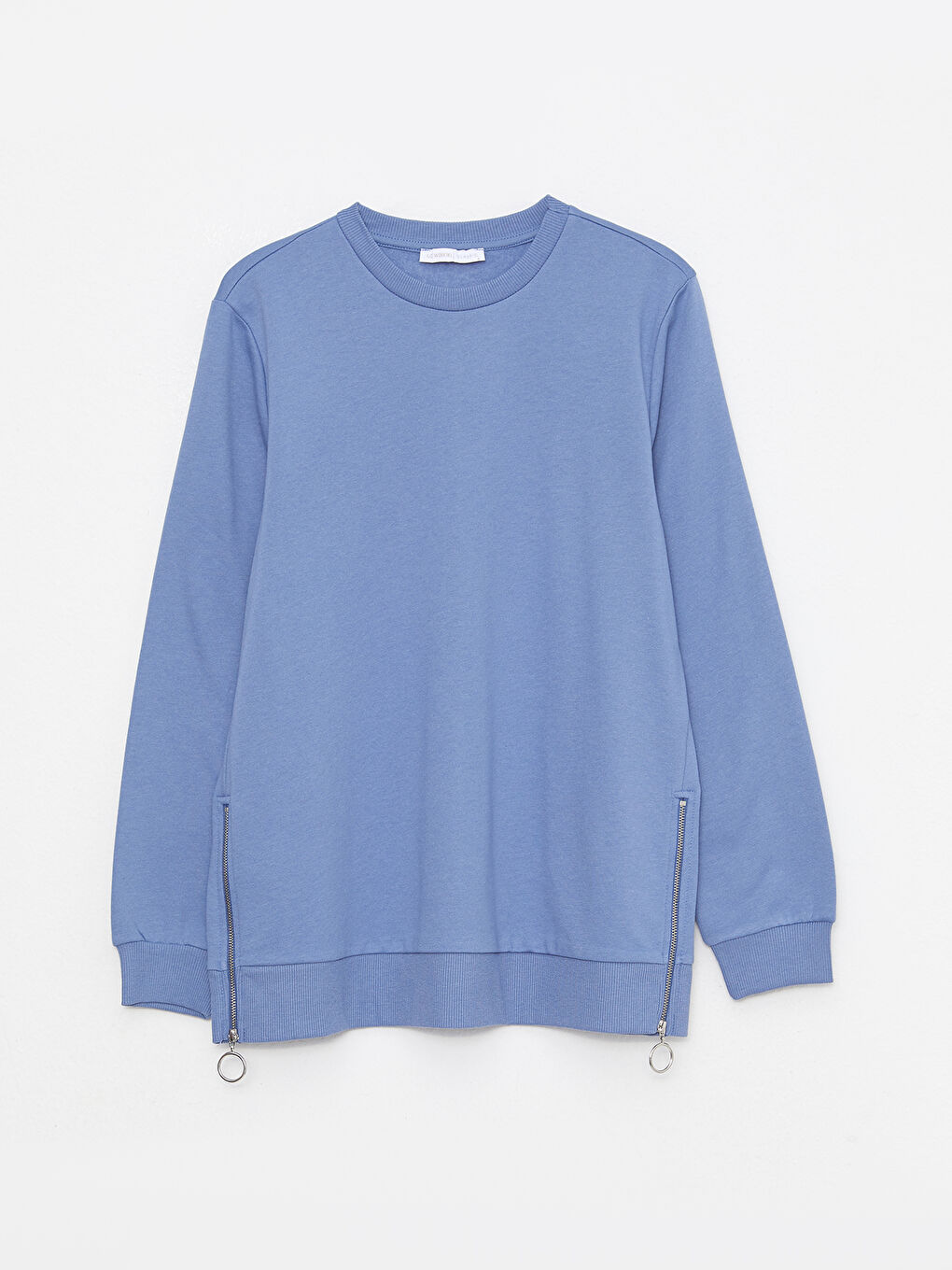 Mavi Bisiklet Yaka Düz Uzun Kollu Kadın Sweatshirt-5